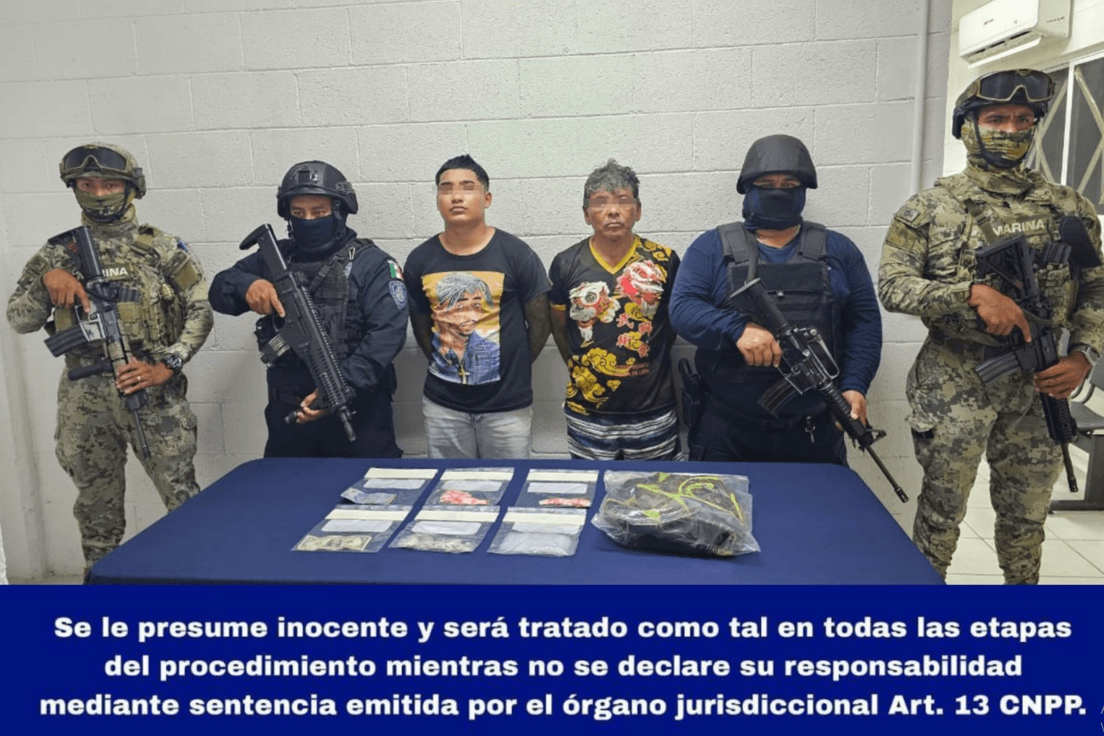 Capturan SSC Y Semar a 2 personas con narcoticos en Cozumel