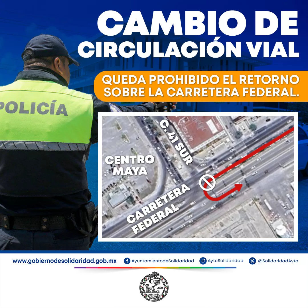 Anuncian cambios a la circulación vial en el boulevard de Playa del Carmen