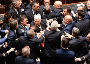Diputados italianos se agarran a golpes en el Parlamento
