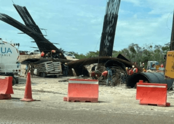 Colapsa Tramo 7 del Tren Maya por fuertes lluvias