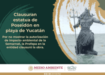 Clausura Profepa estatua de Poseidón por falta de permiso ambiental