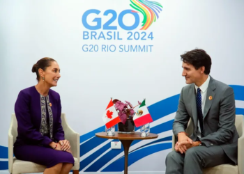 Sheinbaum y Justin Trudeau destacan éxito del T-MEC en el G20