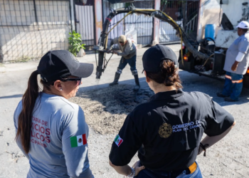 Despliega Estefanía Mercado “Chambamanía” con bacheo, poda y alumbrado en colonia Colosio