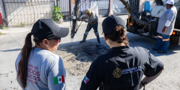 Despliega Estefanía Mercado “Chambamanía” con bacheo, poda y alumbrado en colonia Colosio
