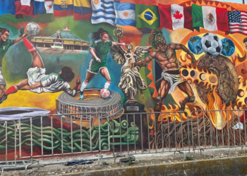 Un mural gigante que quiere hacer historia… y tiene al futbol como protagonista
