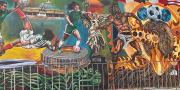 Un mural gigante que quiere hacer historia… y tiene al futbol como protagonista